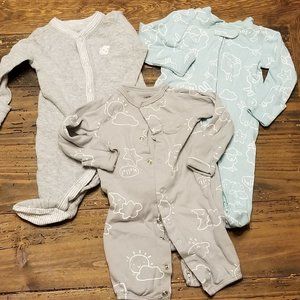 Newborn Baby Boy Lot of 3 Sleepers Carter's Sleep Theme